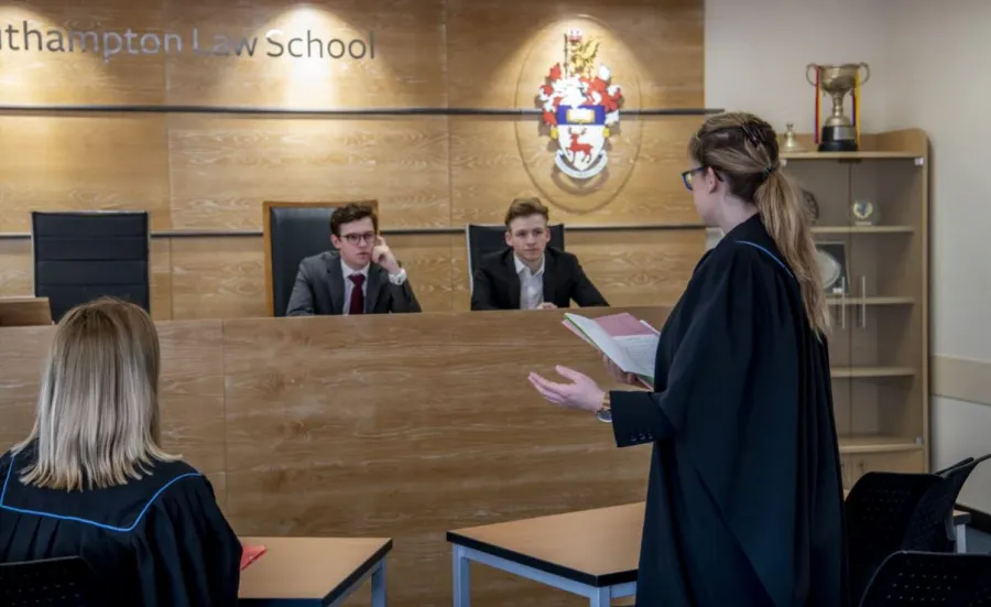 Law students practice their legal skills in our simulated courtroom