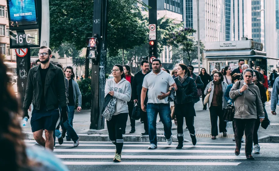 People walking in a busy city centre