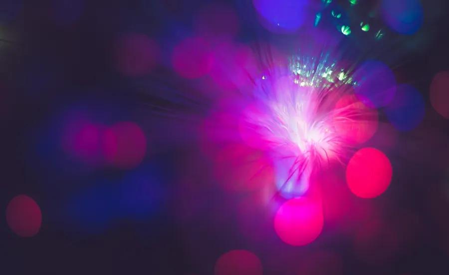An abstract image of blue, red and purple lights