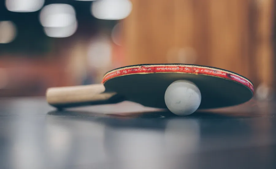 Close-up of table tennis paddle