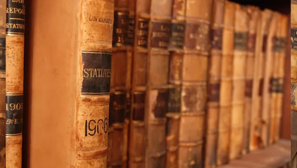 Library shelf with legal books