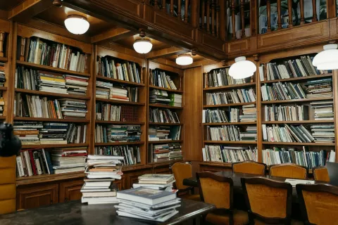 Collection of books in library