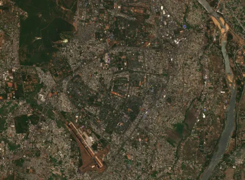 A satellite image of Bhubaneswar, India.