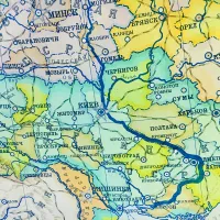 Historical map of Ukraine and nearby countries, with Russian text